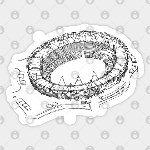 Olympic Stadium - Hand Drawn Print Sticker by bertmango